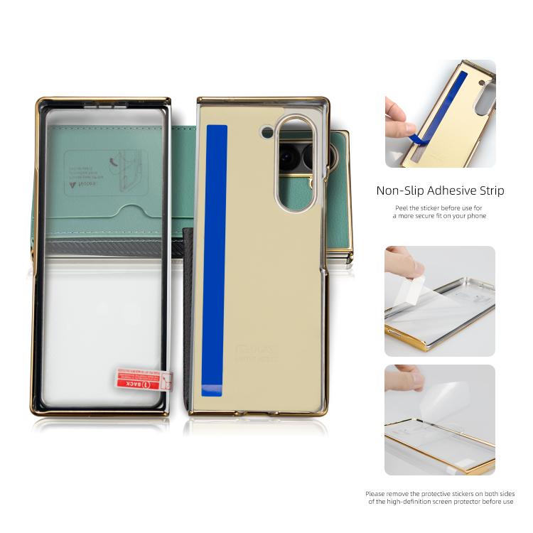 Funda de teléfono VIETAO con tapa y ranuras para tarjetas integradas para Samsung Galaxy Z Fold6 (marrón)