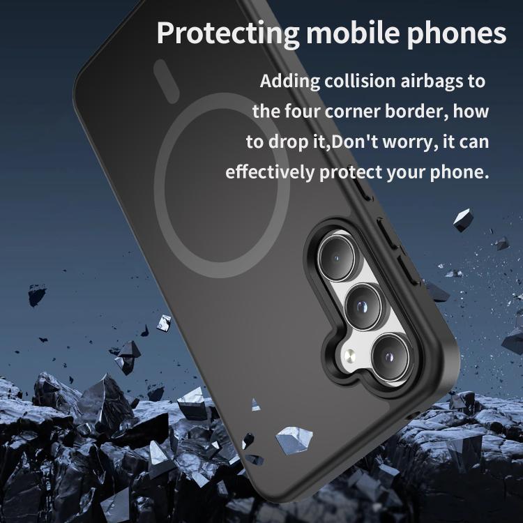 Funda híbrida de TPU translúcida con acabado mate MagSafe para Samsung Galaxy A55 5G (negro)