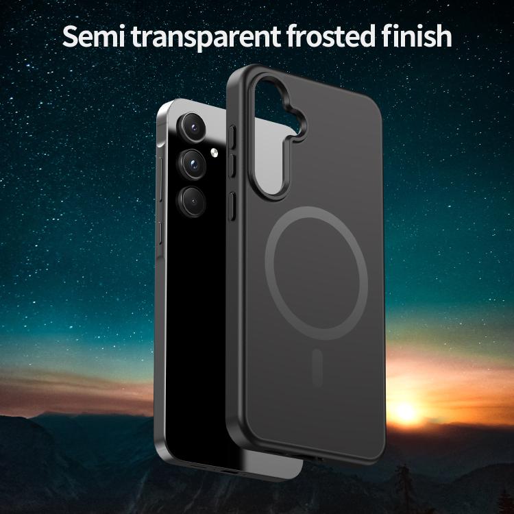 Funda híbrida de TPU translúcida con acabado mate MagSafe para Samsung Galaxy A55 5G (negro)