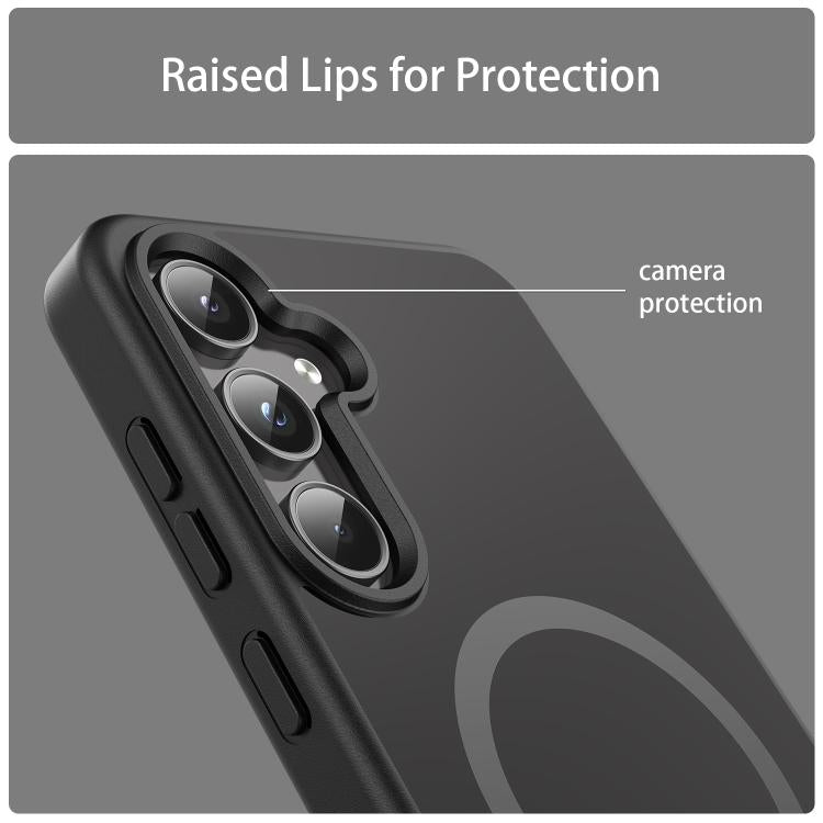 Funda híbrida de TPU translúcida con acabado mate MagSafe para Samsung Galaxy A55 5G (negro)