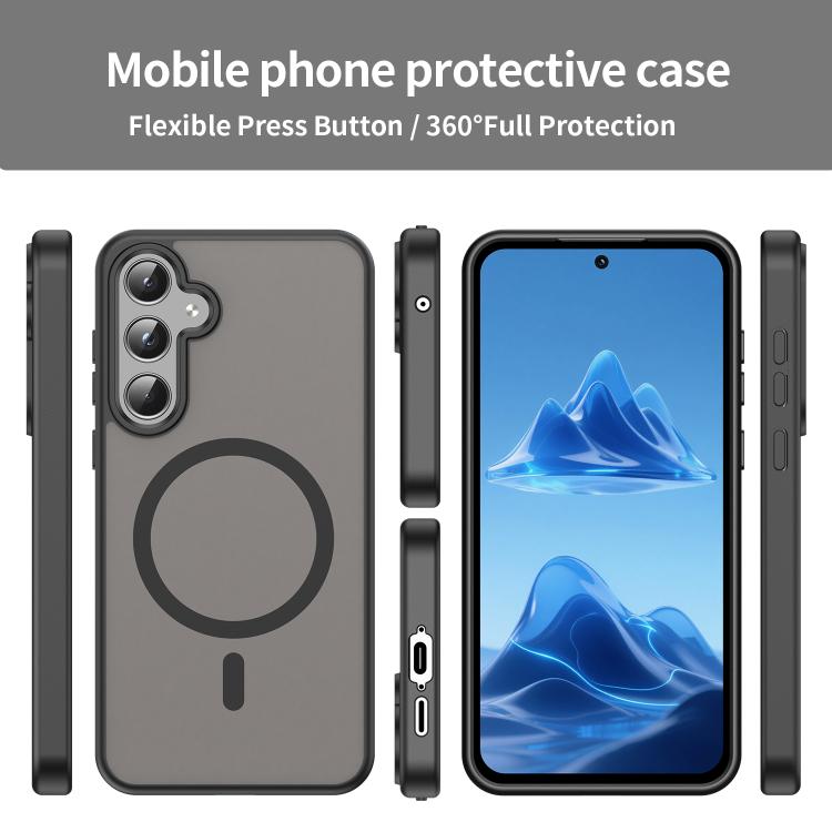 Funda híbrida de TPU translúcida con acabado mate MagSafe para Samsung Galaxy A55 5G (negro translúcido)