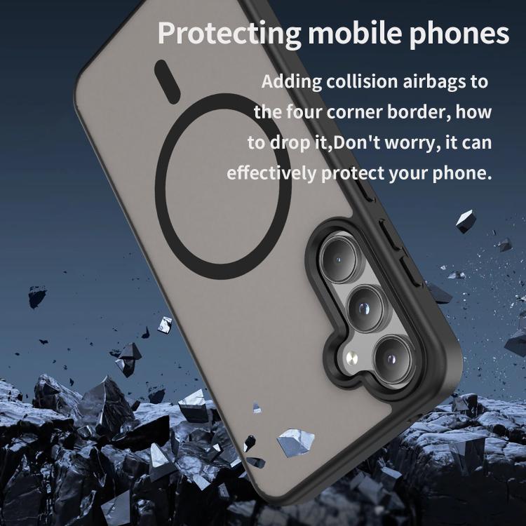 Funda híbrida de TPU translúcida con acabado mate MagSafe para Samsung Galaxy A55 5G (negro translúcido)