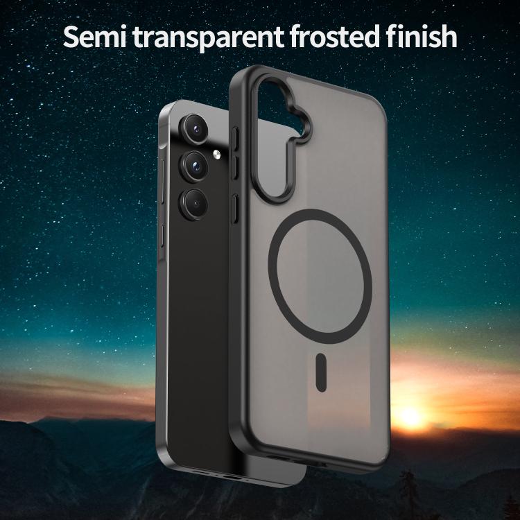 Funda híbrida de TPU translúcida con acabado mate MagSafe para Samsung Galaxy A55 5G (negro translúcido)