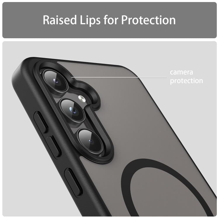 Funda híbrida de TPU translúcida con acabado mate MagSafe para Samsung Galaxy A55 5G (negro translúcido)