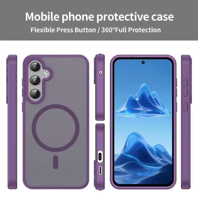 Funda híbrida de TPU translúcida con acabado mate MagSafe para Samsung Galaxy A55 5G (morado cristal)