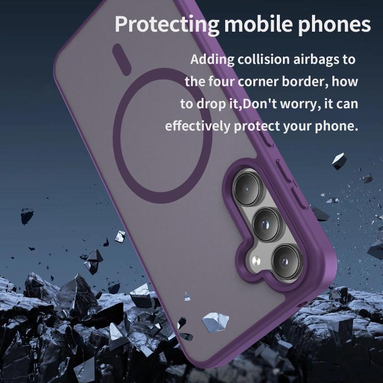 Funda híbrida de TPU translúcida con acabado mate MagSafe para Samsung Galaxy A55 5G (morado cristal)