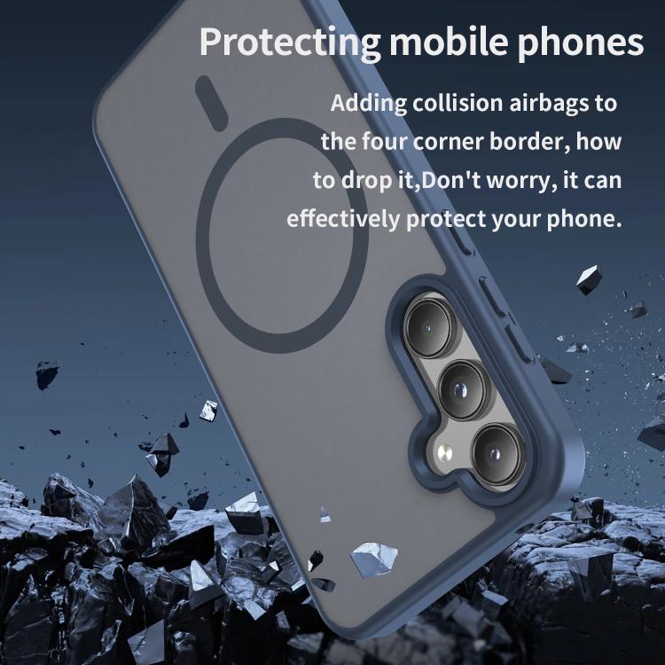Funda híbrida de TPU translúcida con acabado mate MagSafe para Samsung Galaxy A55 5G (azul cian)