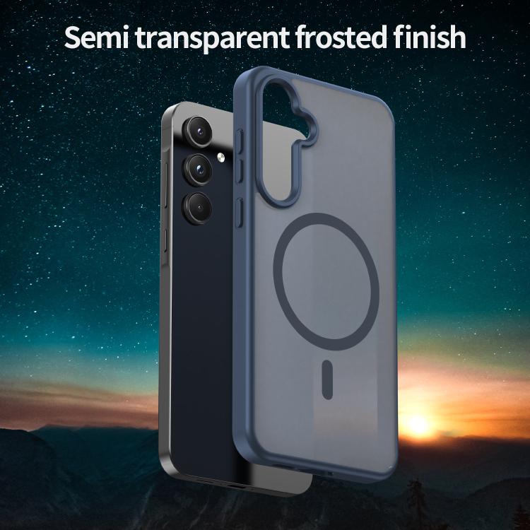 Funda híbrida de TPU translúcida con acabado mate MagSafe para Samsung Galaxy A55 5G (azul cian)