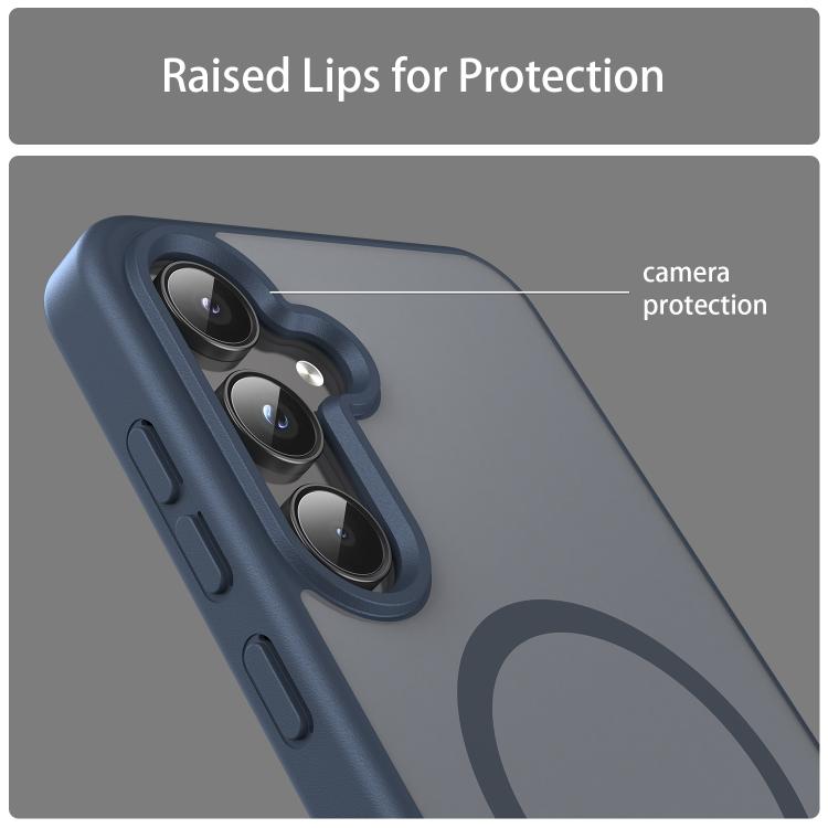Funda híbrida de TPU translúcida con acabado mate MagSafe para Samsung Galaxy A55 5G (azul cian)
