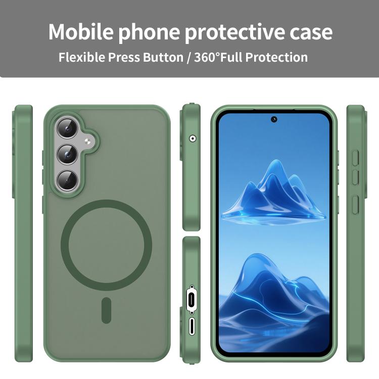 Funda híbrida de TPU translúcida con acabado mate MagSafe para Samsung Galaxy A55 5G (verde oliva)
