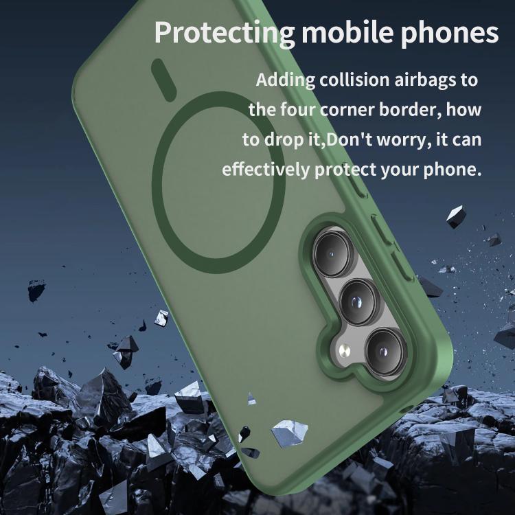 Funda híbrida de TPU translúcida con acabado mate MagSafe para Samsung Galaxy A55 5G (verde oliva)