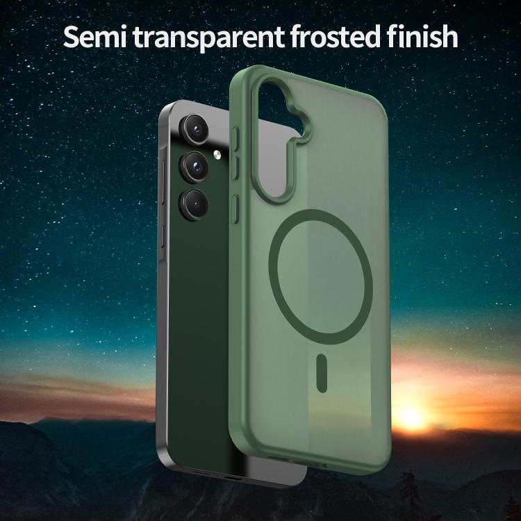 Funda híbrida de TPU translúcida con acabado mate MagSafe para Samsung Galaxy A55 5G (verde oliva)