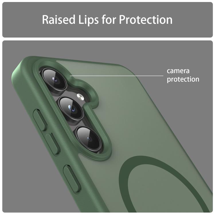 Funda híbrida de TPU translúcida con acabado mate MagSafe para Samsung Galaxy A55 5G (verde oliva)