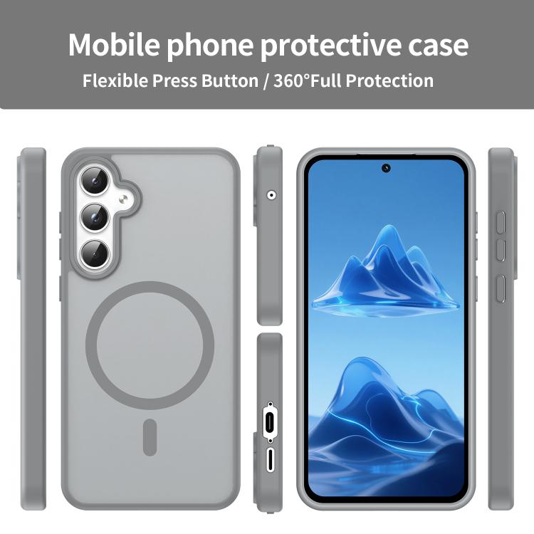 Funda híbrida de TPU translúcida con acabado mate MagSafe para Samsung Galaxy A55 5G (gris plateado)