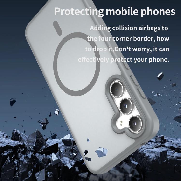 Funda híbrida de TPU translúcida con acabado mate MagSafe para Samsung Galaxy A55 5G (gris plateado)