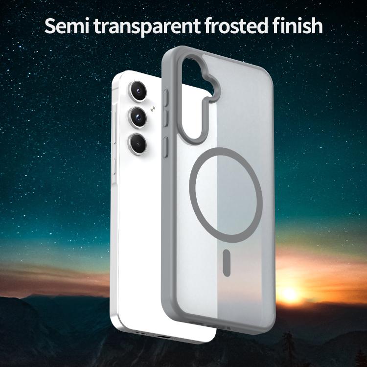 Funda híbrida de TPU translúcida con acabado mate MagSafe para Samsung Galaxy A55 5G (gris plateado)