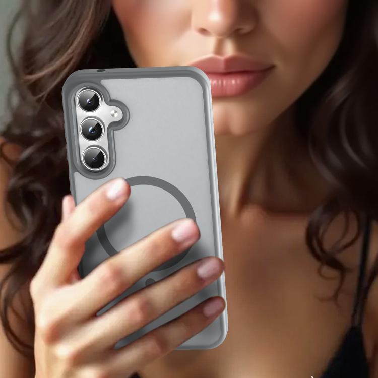 Funda híbrida de TPU translúcida con acabado mate MagSafe para Samsung Galaxy A55 5G (gris plateado)