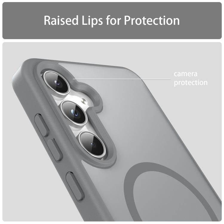 Funda híbrida de TPU translúcida con acabado mate MagSafe para Samsung Galaxy A55 5G (gris plateado)
