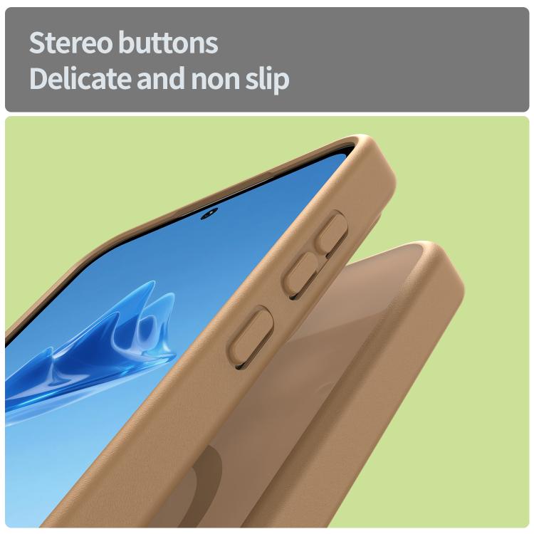 Funda híbrida de PC y TPU translúcida con acabado esmerilado MagSafe para Samsung Galaxy A55 5G (Dorado desierto)