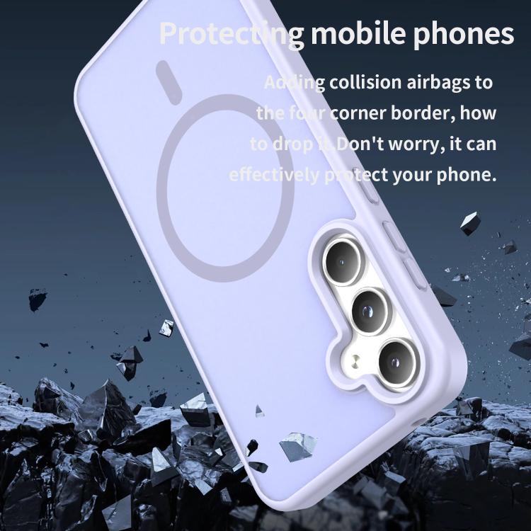 Funda híbrida de TPU translúcida con acabado mate MagSafe para Samsung Galaxy A55 5G (lavanda)