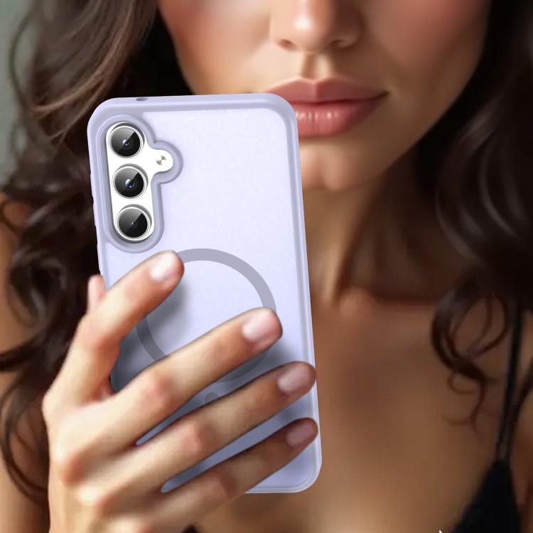 Funda híbrida de TPU translúcida con acabado mate MagSafe para Samsung Galaxy A55 5G (lavanda)