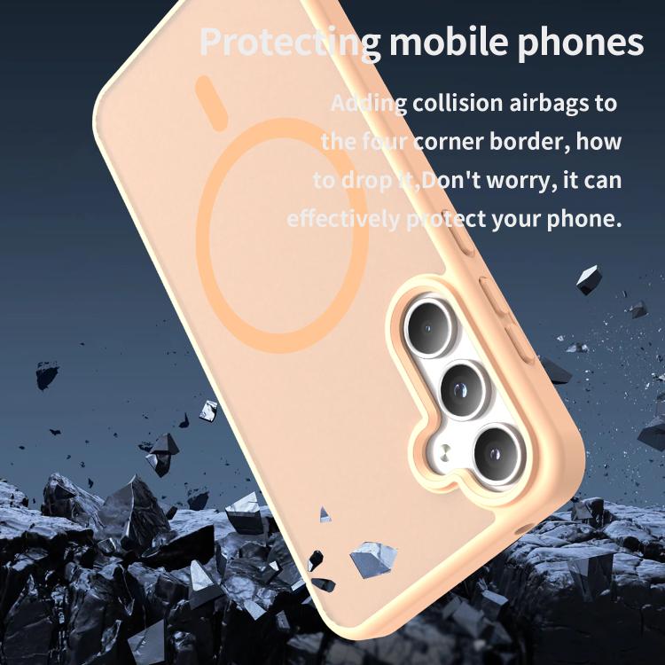 Funda híbrida de TPU translúcida con acabado mate MagSafe para Samsung Galaxy A55 5G (polvo rojo)