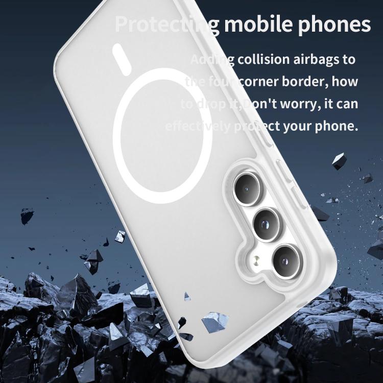 Funda híbrida de TPU translúcida con acabado mate MagSafe para Samsung Galaxy A55 5G (blanco mate)