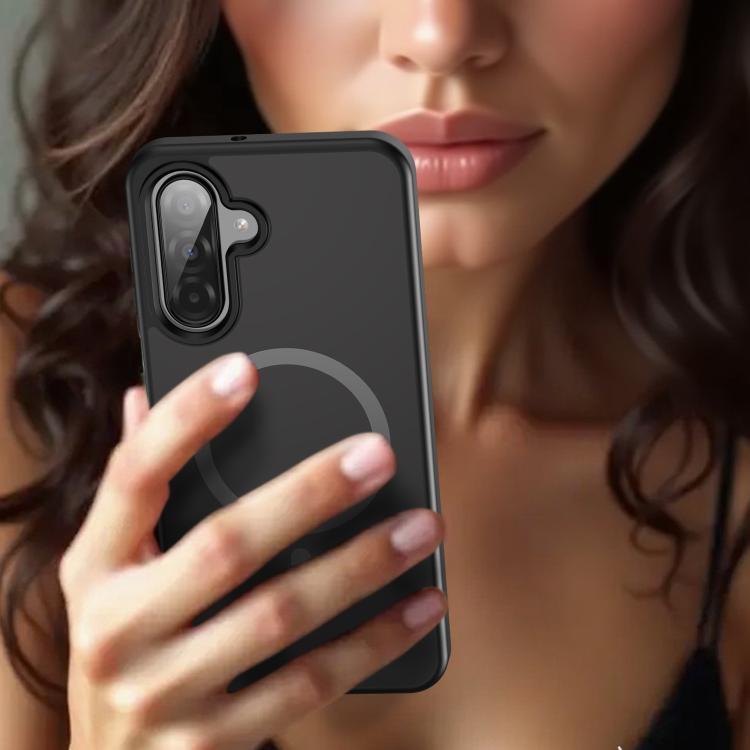 Funda híbrida de TPU translúcida con acabado mate MagSafe para Samsung Galaxy A26 5G (negro)