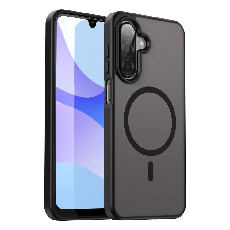 Funda híbrida de TPU translúcida con acabado mate MagSafe para Samsung Galaxy A26 5G (negro translúcido)