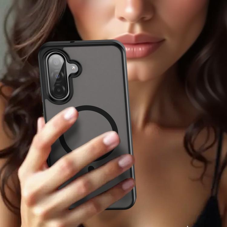 Funda híbrida de TPU translúcida con acabado mate MagSafe para Samsung Galaxy A26 5G (negro translúcido)