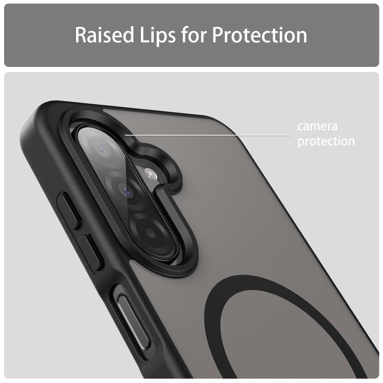 Funda híbrida de TPU translúcida con acabado mate MagSafe para Samsung Galaxy A26 5G (negro translúcido)