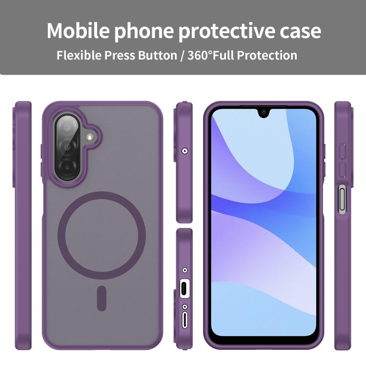 Funda híbrida de PC y TPU translúcida con acabado mate MagSafe para Samsung Galaxy A26 5G (morado cristal)
