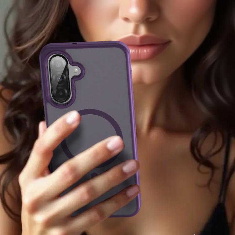 Funda híbrida de PC y TPU translúcida con acabado mate MagSafe para Samsung Galaxy A26 5G (morado cristal)