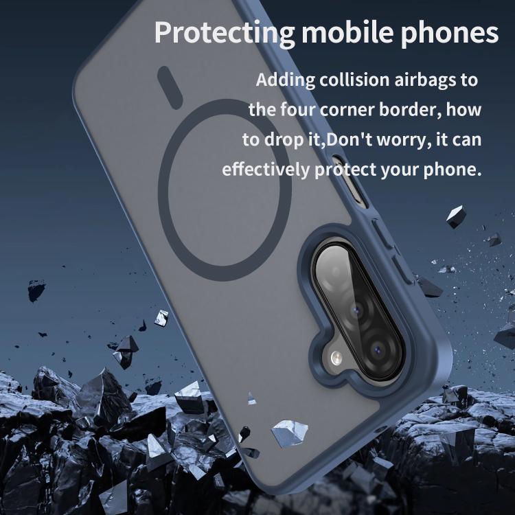 Funda híbrida de TPU translúcida con acabado mate MagSafe para Samsung Galaxy A26 5G (azul cian)