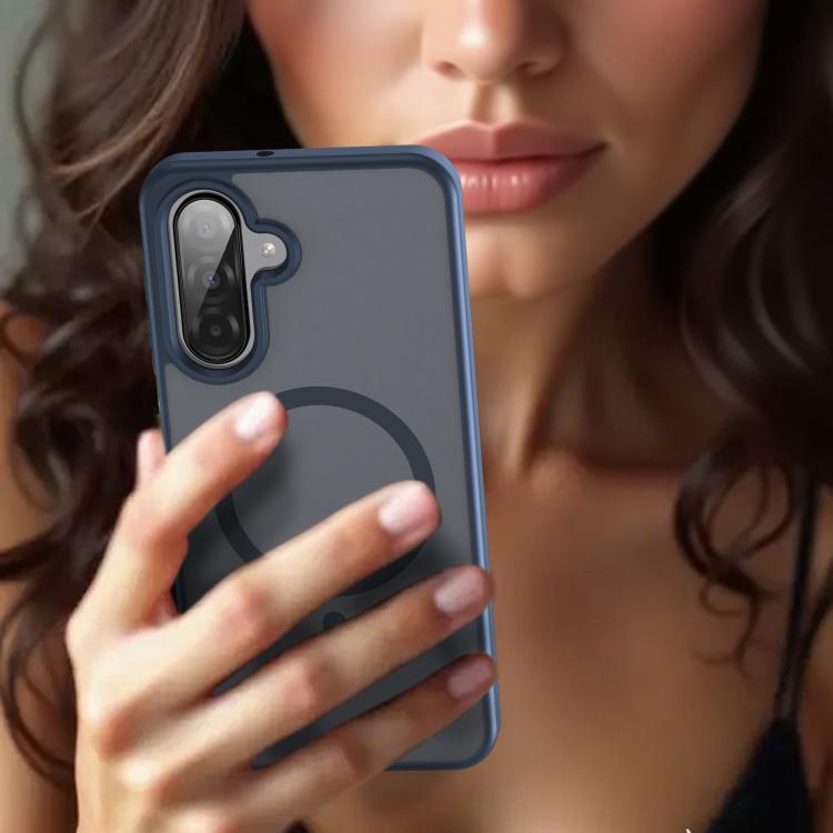 Funda híbrida de TPU translúcida con acabado mate MagSafe para Samsung Galaxy A26 5G (azul cian)