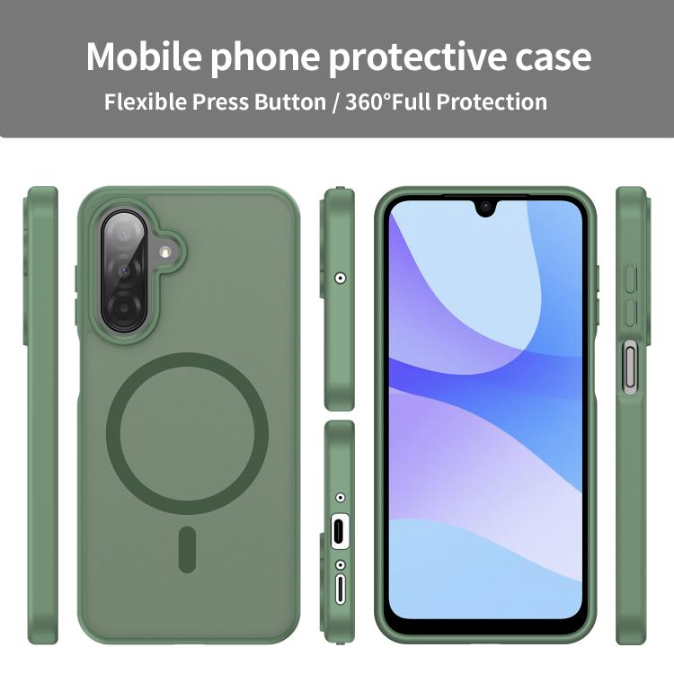 Funda híbrida de TPU translúcida con acabado mate MagSafe para Samsung Galaxy A26 5G (verde oliva)