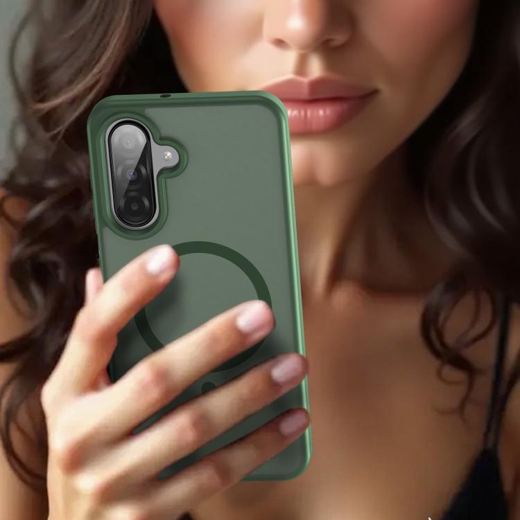 Funda híbrida de TPU translúcida con acabado mate MagSafe para Samsung Galaxy A26 5G (verde oliva)