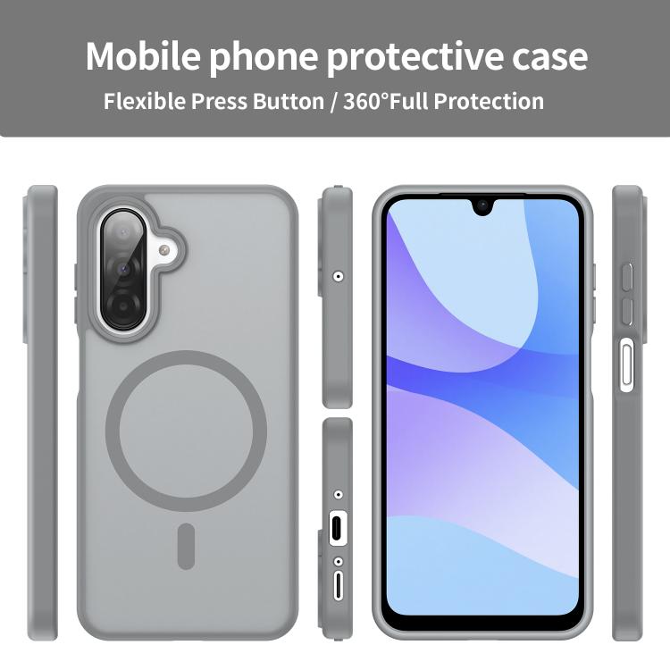 Funda híbrida de TPU translúcida con acabado mate MagSafe para Samsung Galaxy A26 5G (gris plateado)