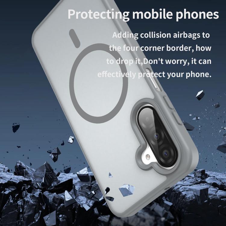 Funda híbrida de TPU translúcida con acabado mate MagSafe para Samsung Galaxy A26 5G (gris plateado)