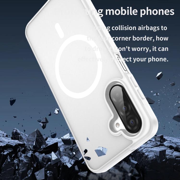 Funda híbrida de TPU translúcida con acabado MagSafe para Samsung Galaxy A26 5G (blanco mate)