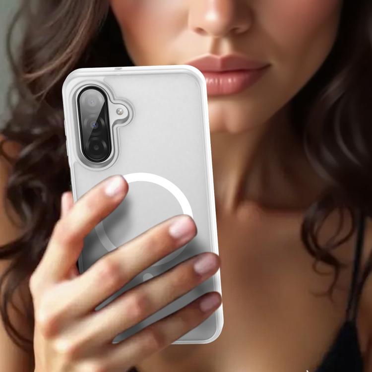 Funda híbrida de TPU translúcida con acabado MagSafe para Samsung Galaxy A26 5G (blanco mate)