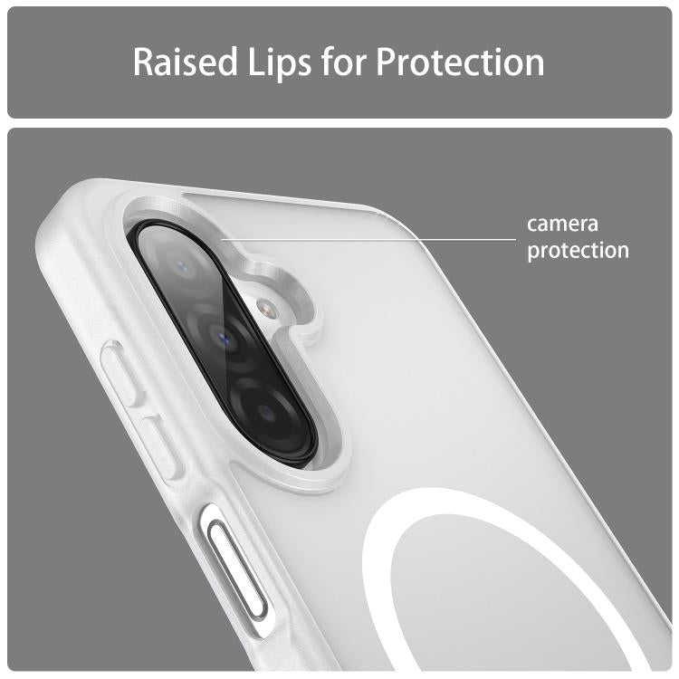 Funda híbrida de TPU translúcida con acabado MagSafe para Samsung Galaxy A26 5G (blanco mate)