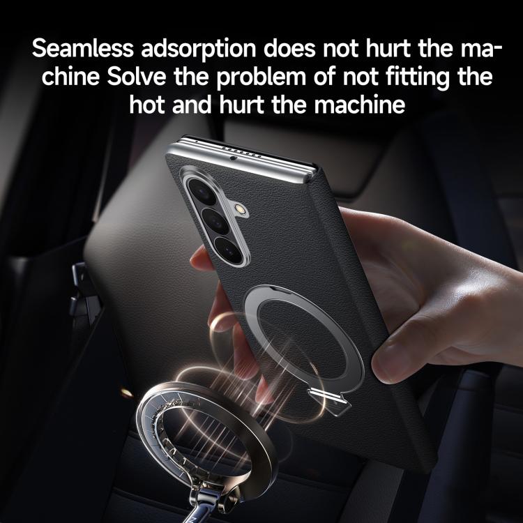 Funda de cuero con soporte magnético MagSafe y ventana SULADA Smart View para Samsung Galaxy Z Fold7 5G (marrón)