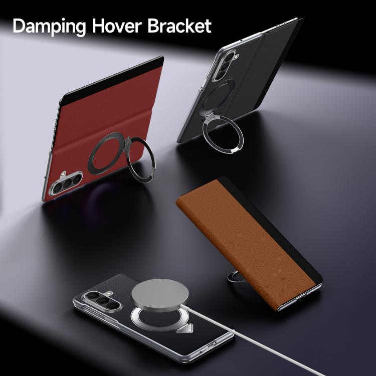 Funda de cuero con soporte magnético MagSafe y ventana SULADA Smart View para Samsung Galaxy Z Fold7 5G (roja)