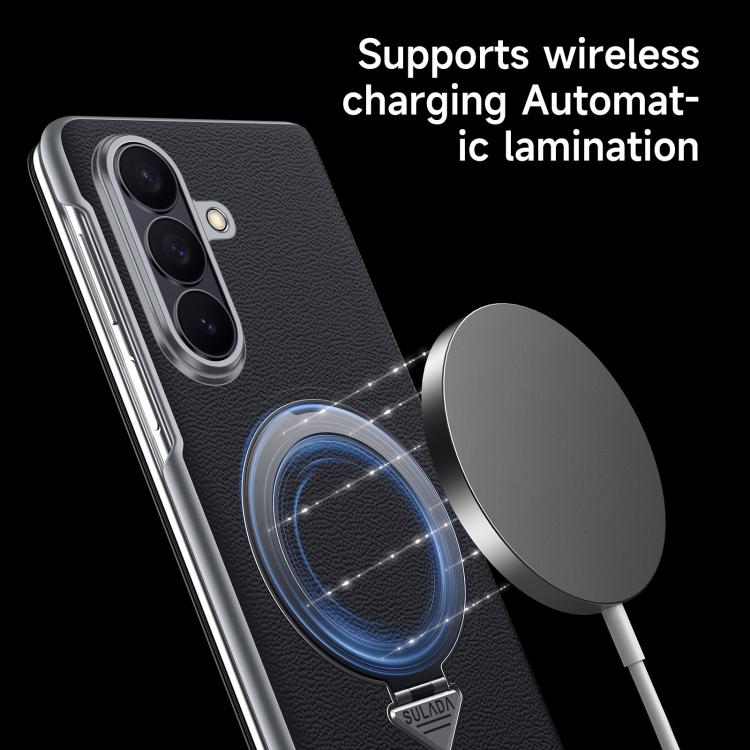 Funda de cuero con soporte magnético MagSafe y ventana SULADA Smart View para Samsung Galaxy Z Fold7 5G (roja)