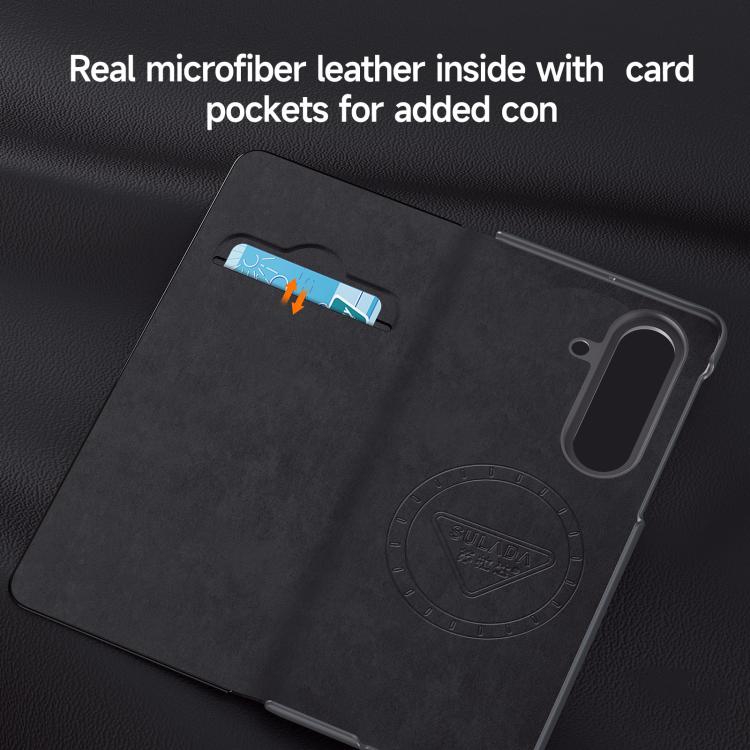 Funda de cuero con soporte magnético MagSafe y ventana SULADA Smart View para Samsung Galaxy Z Fold7 5G (roja)