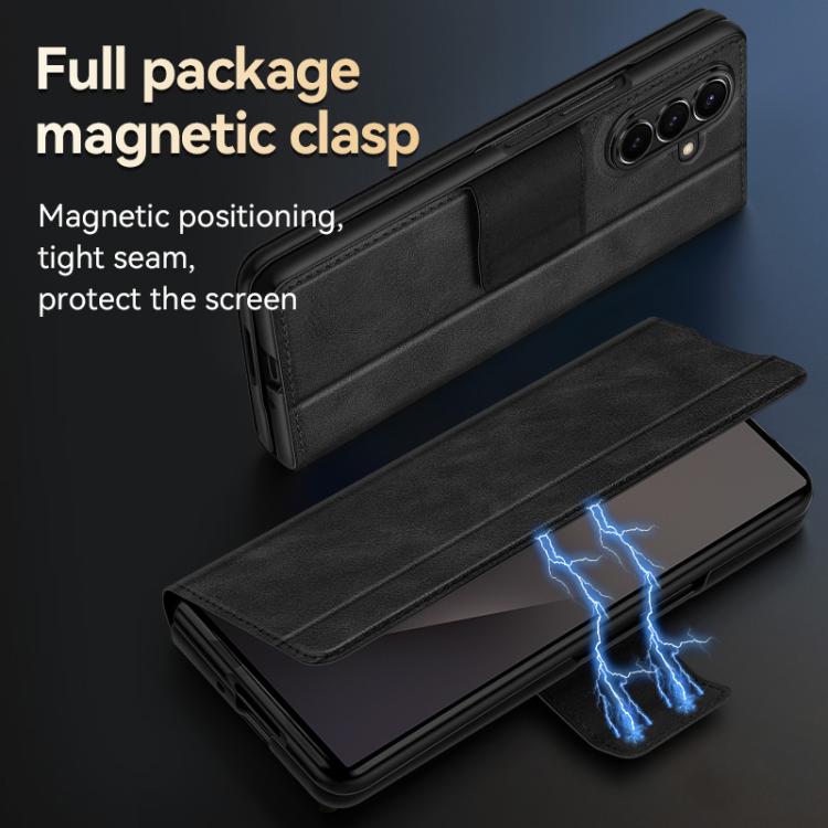 Funda de cuero con tapa magnética y cierre magnético SULADA para Samsung Galaxy Z Fold7 5G (azul)