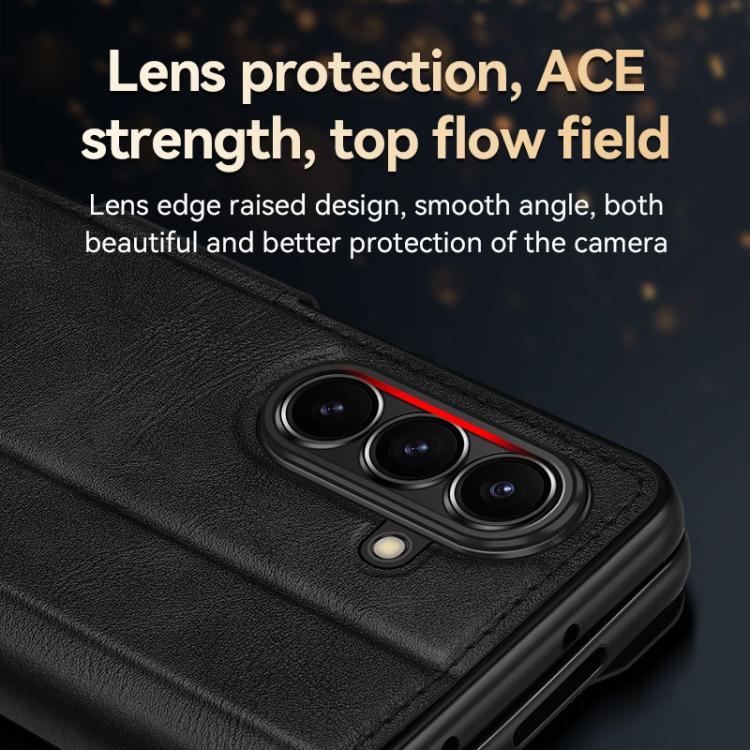Funda de cuero con tapa magnética y cierre magnético SULADA para Samsung Galaxy Z Fold7 5G (marrón)