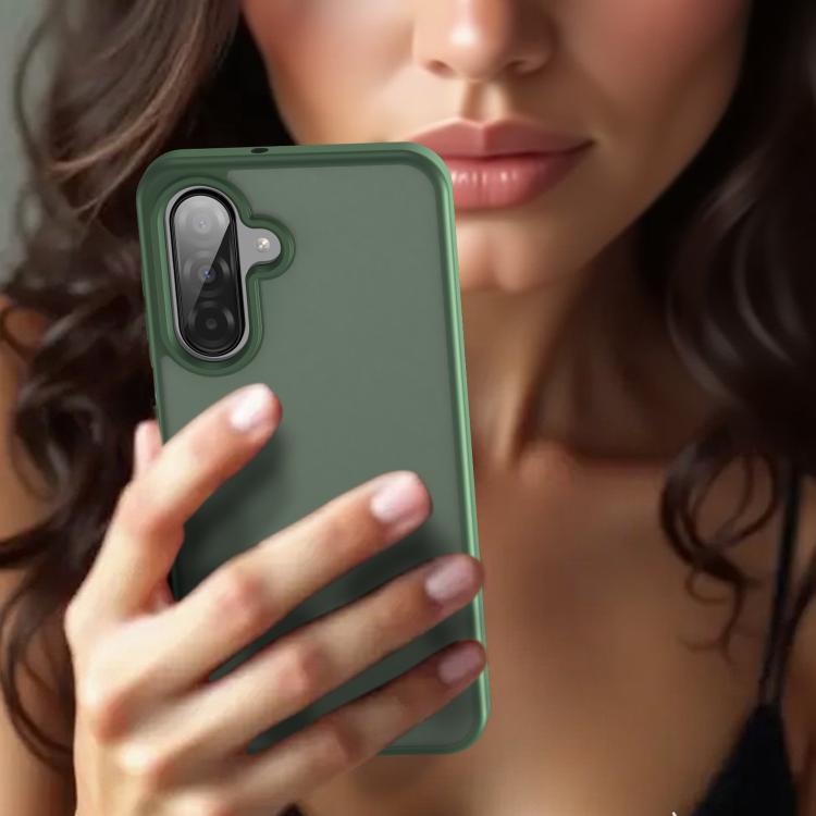 Funda híbrida de TPU translúcida y esmerilada para Samsung Galaxy A26 5G (verde oliva)