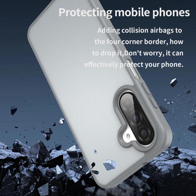 Funda híbrida de TPU translúcida Fanying Series para Samsung Galaxy A26 5G (gris plateado)